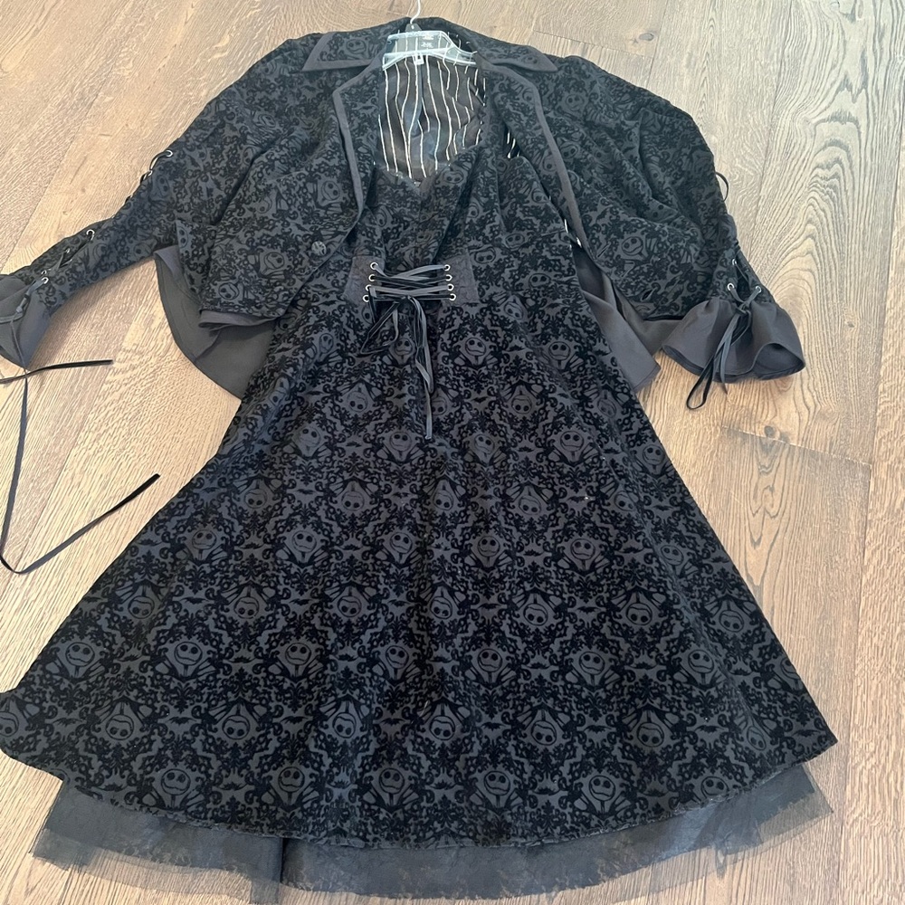 Nightmare before Christmas velvet flocked dress and matching jacket